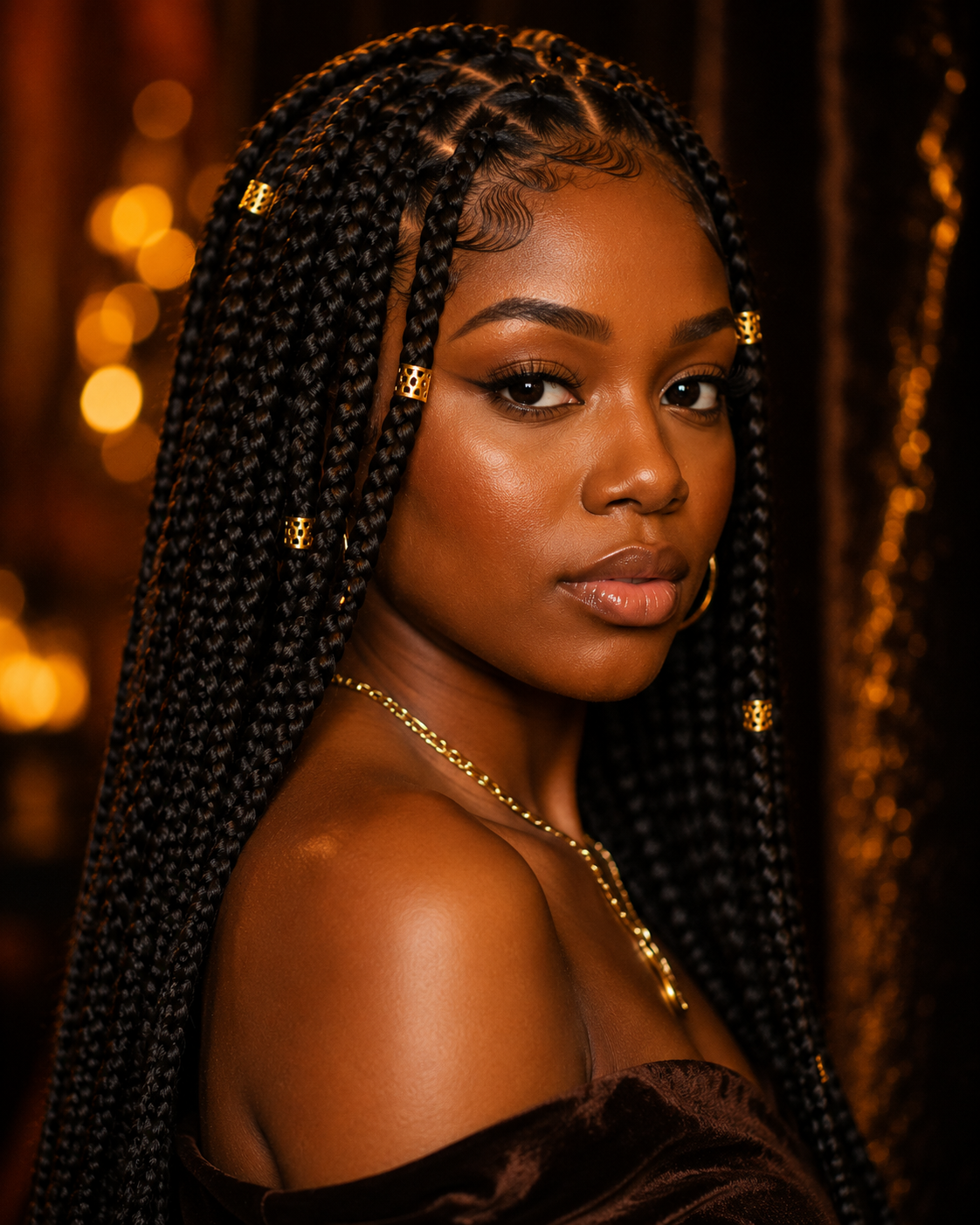 Fulani braids with gold cuffs editorial portrait Dayton Ohio